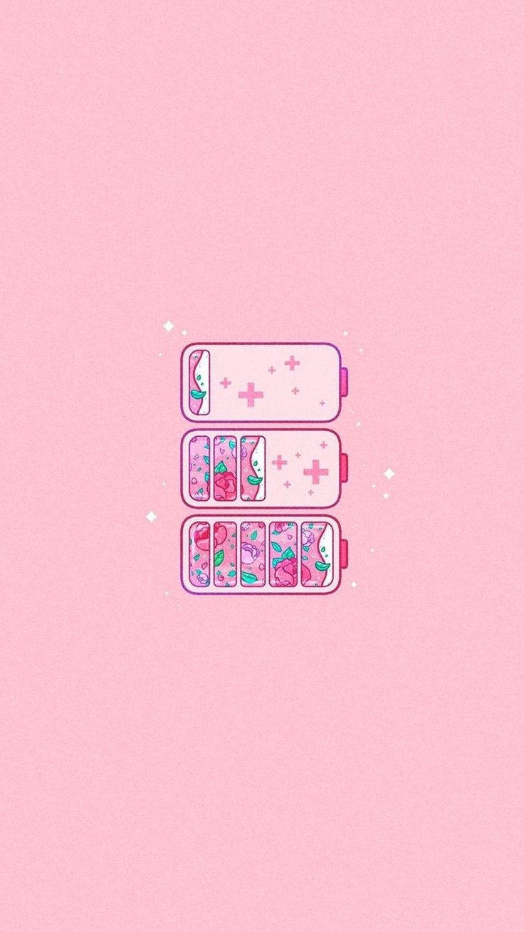 Download Pink Kawaii Batteries Wallpaper