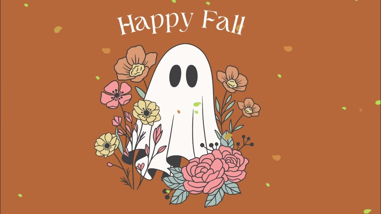 Happy Fall Calming Music with Rain Cute Ghost Aesthetic