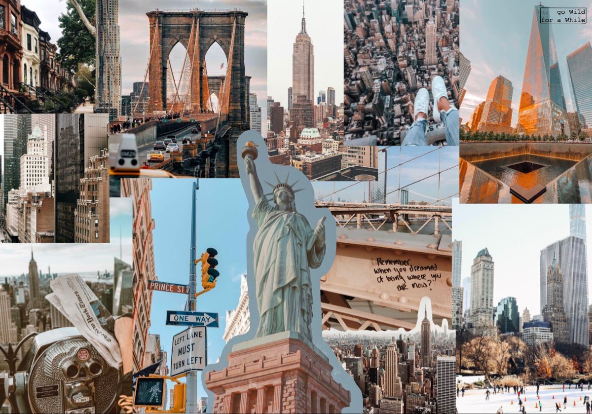 A collage of photos of New York City. - New York