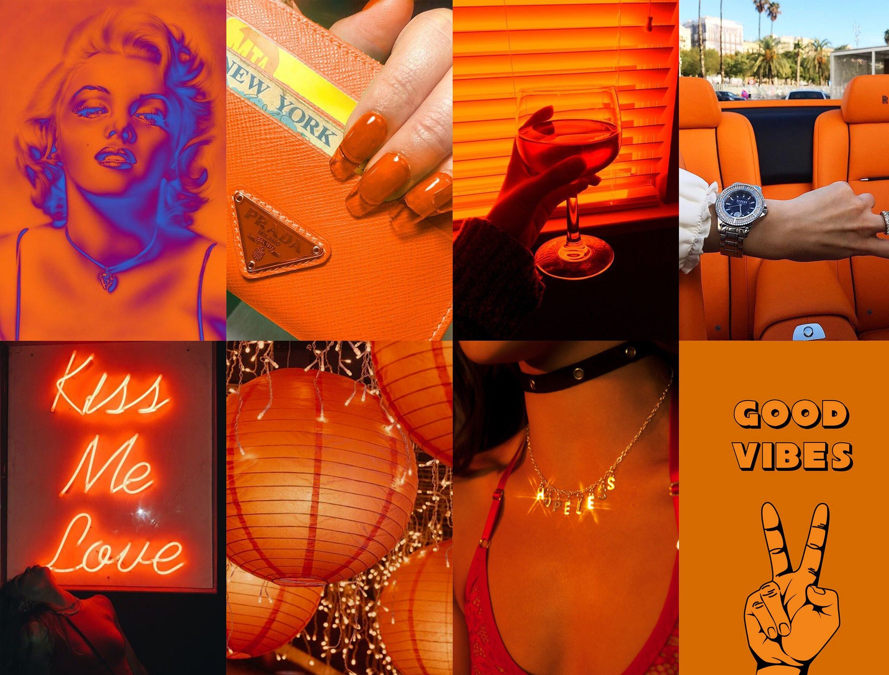 Boujee Orange Aesthetic Wall Collage Kit Orange Aesthetics