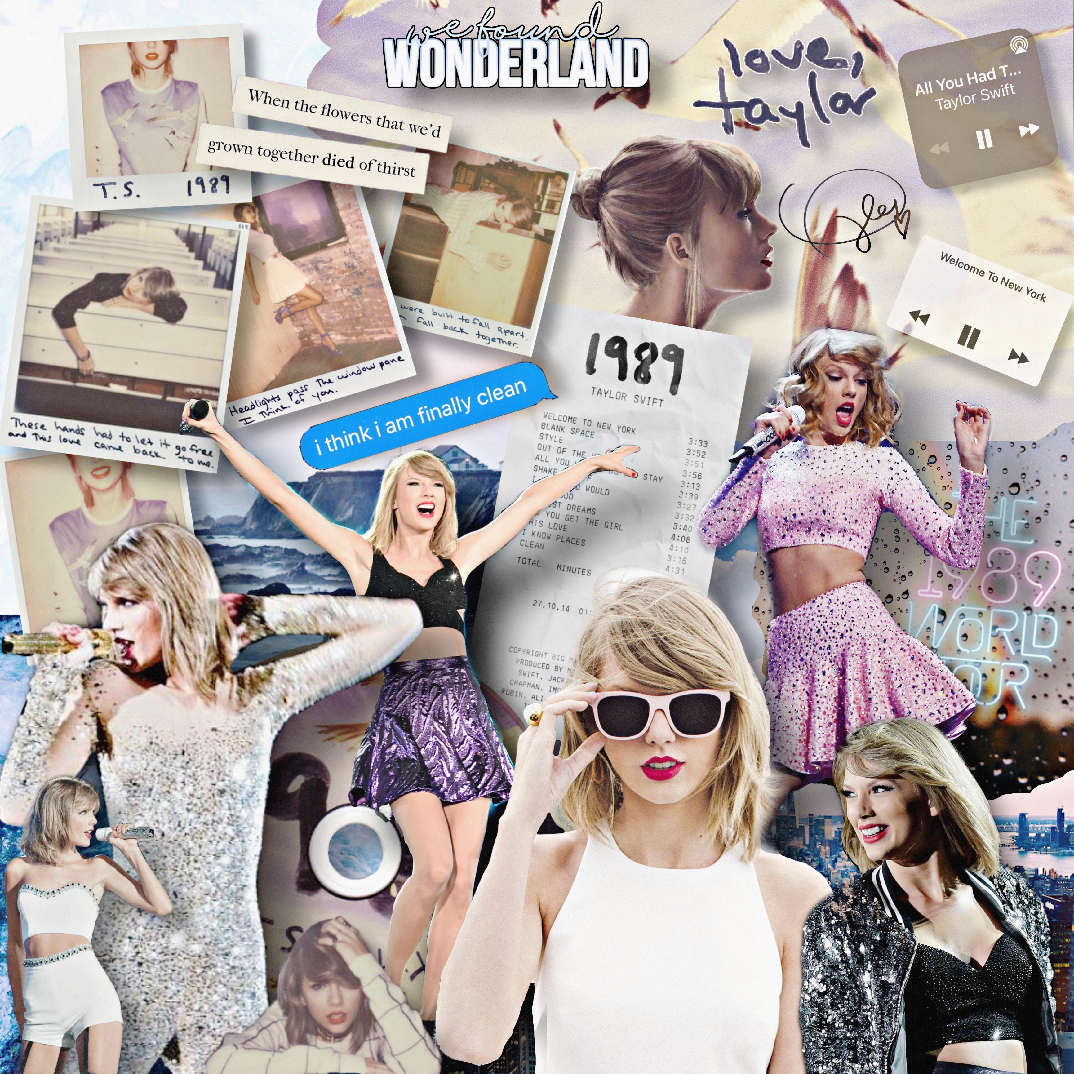 A collage of Taylor Swift images including the cover of her album 1989 - Taylor Swift