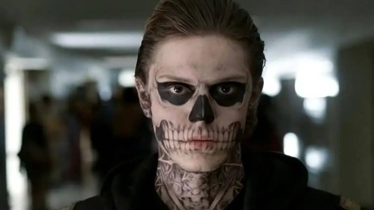 Tate in his full skeleton makeup from American Horror Story. - Evan Peters