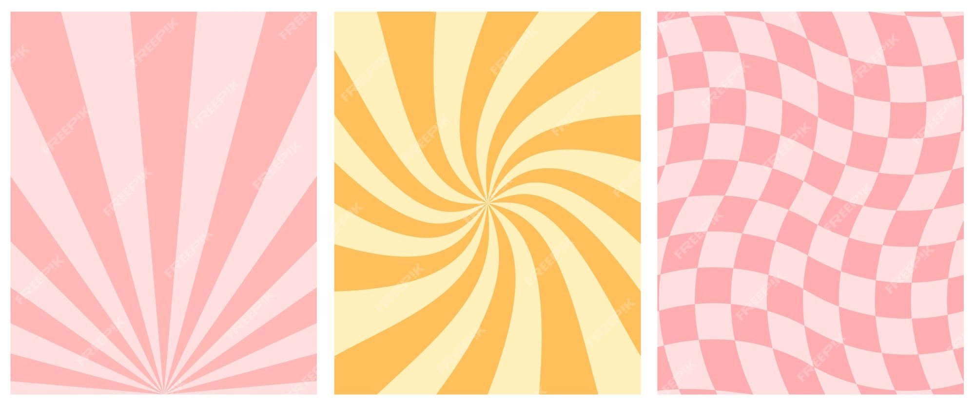 Set of groovy retro backgrounds. 70s vintage design. Vector illustration. - Abstract