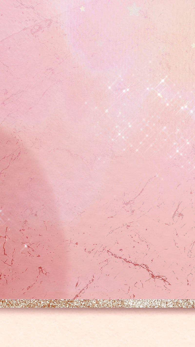 Pink marble texture background with a gold glitter frame - Soft pink