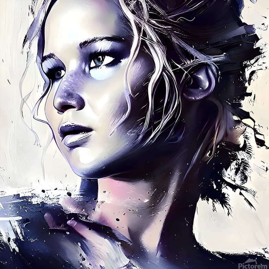 A digital painting of a woman with a serious expression - Jennifer Lawrence