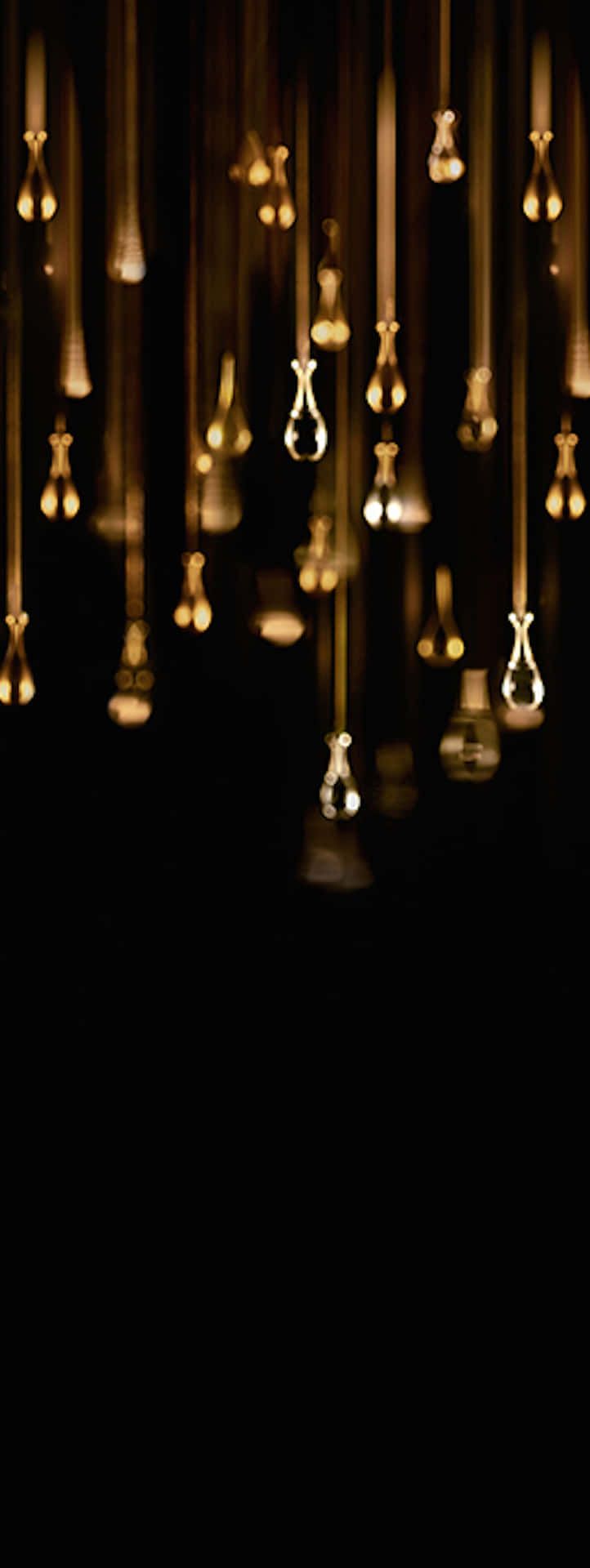 Download this free wallpaper with cool dark background and hanging lightbulbs. - Gold