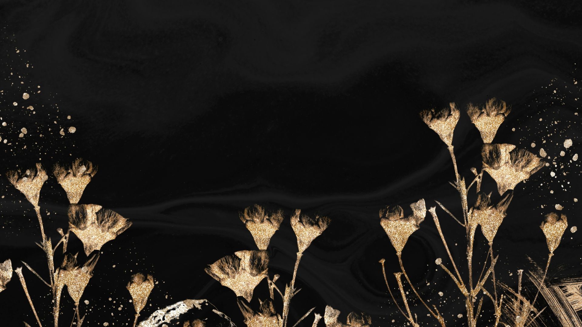 Golden Art Flower Black Background HD Black Wallpaper
