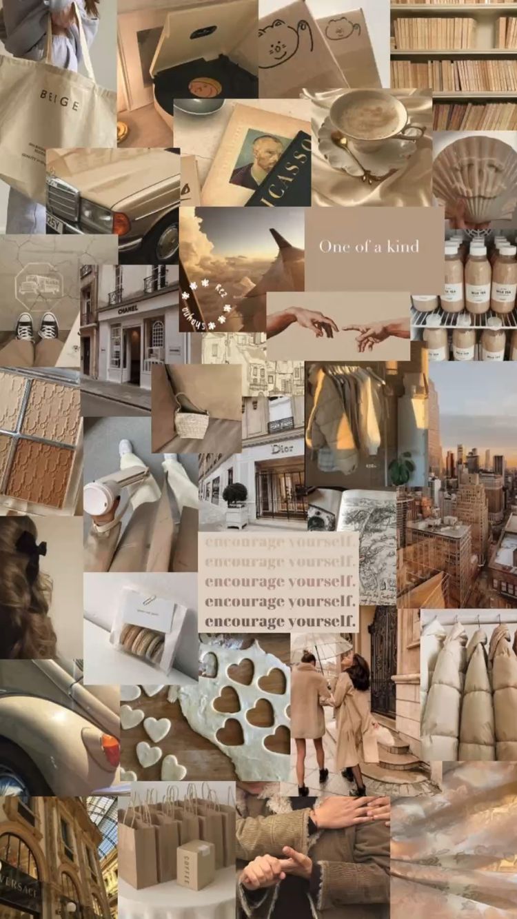 Aesthetic collage of beige and brown images - Light brown