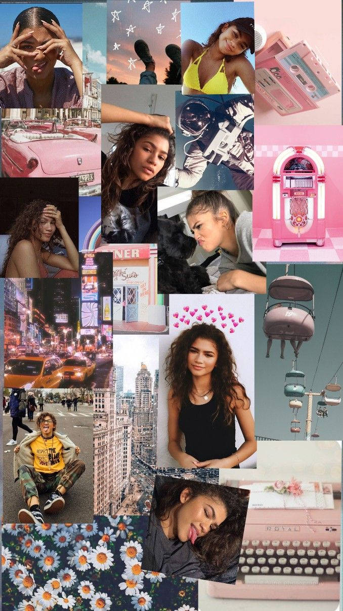 A collage of Zendaya and other pictures of the city - Zendaya