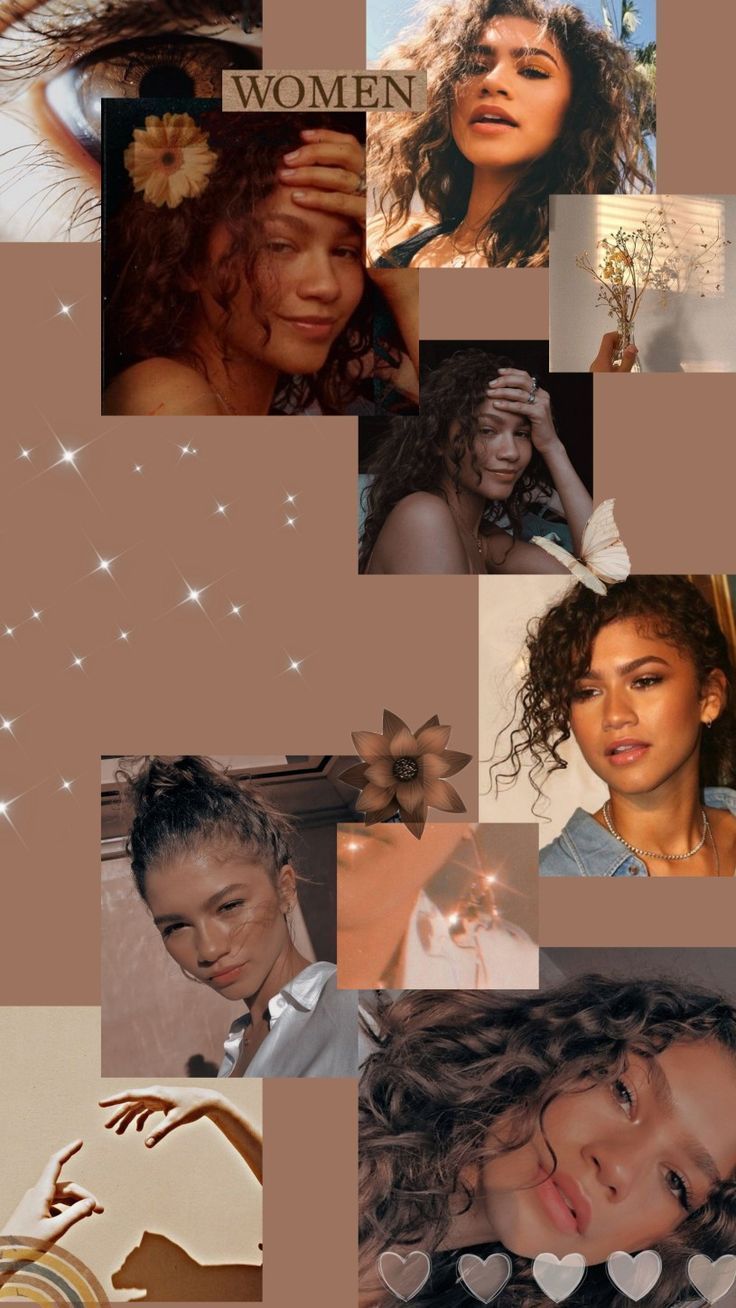 A collage of Zendaya's photos in a brown aesthetic. - Zendaya