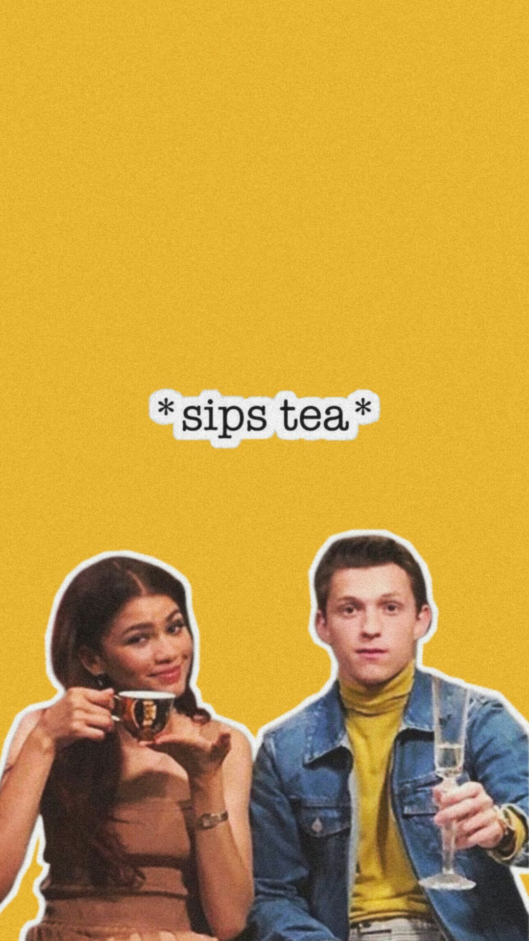 Sips tea aesthetic wallpaper for phone with Zendaya and Tom Holland - Zendaya, Tom Holland