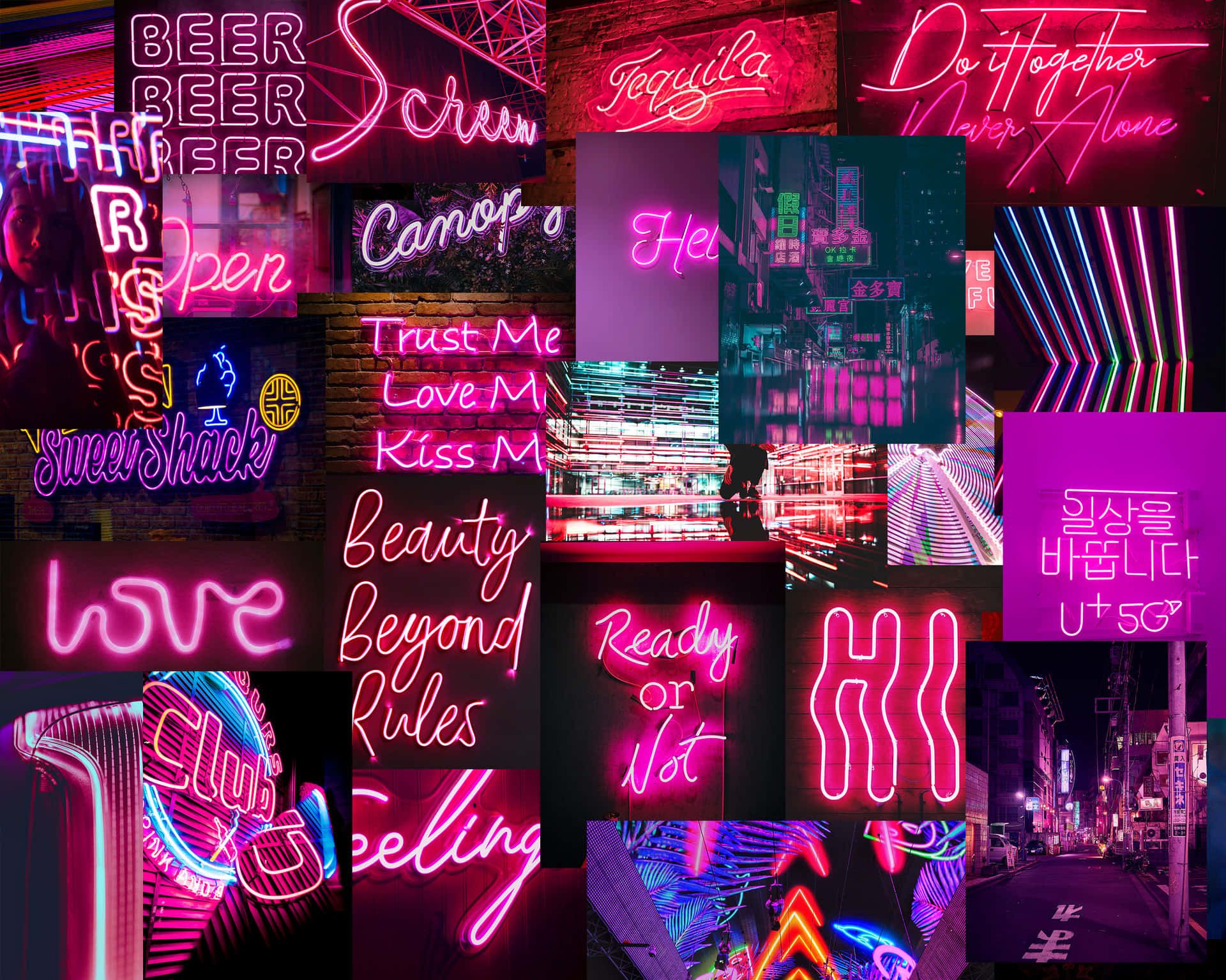 Aesthetic Grunge Neon Signs Wallpaper