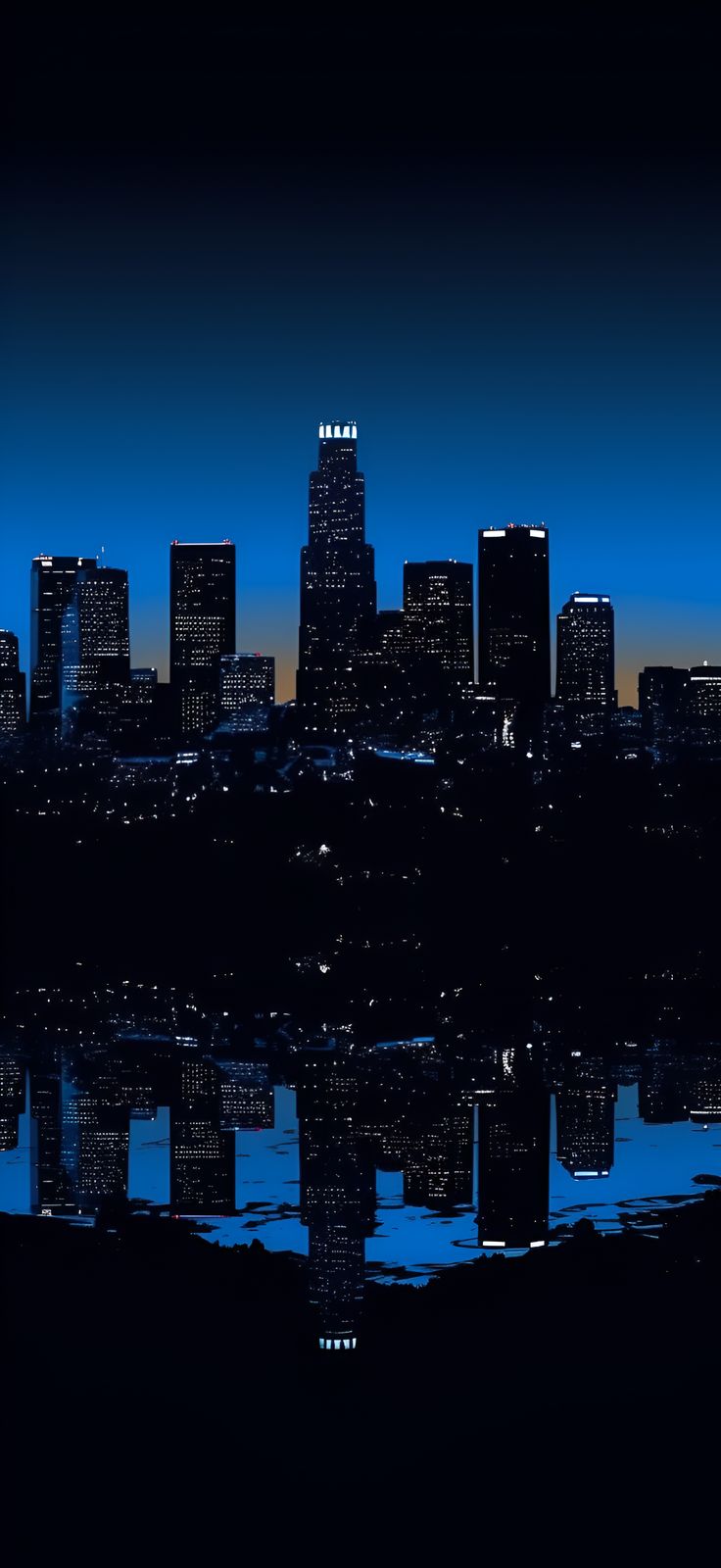 Los Angeles Skyline: Deep Blue Aesthetic Wallpaper iPhone. Los angeles skyline, Los angeles wallpaper, Aesthetic wallpaper