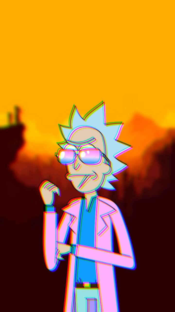 Iphone wallpaper of rick and morty with a cool blue and pink - Rick and Morty