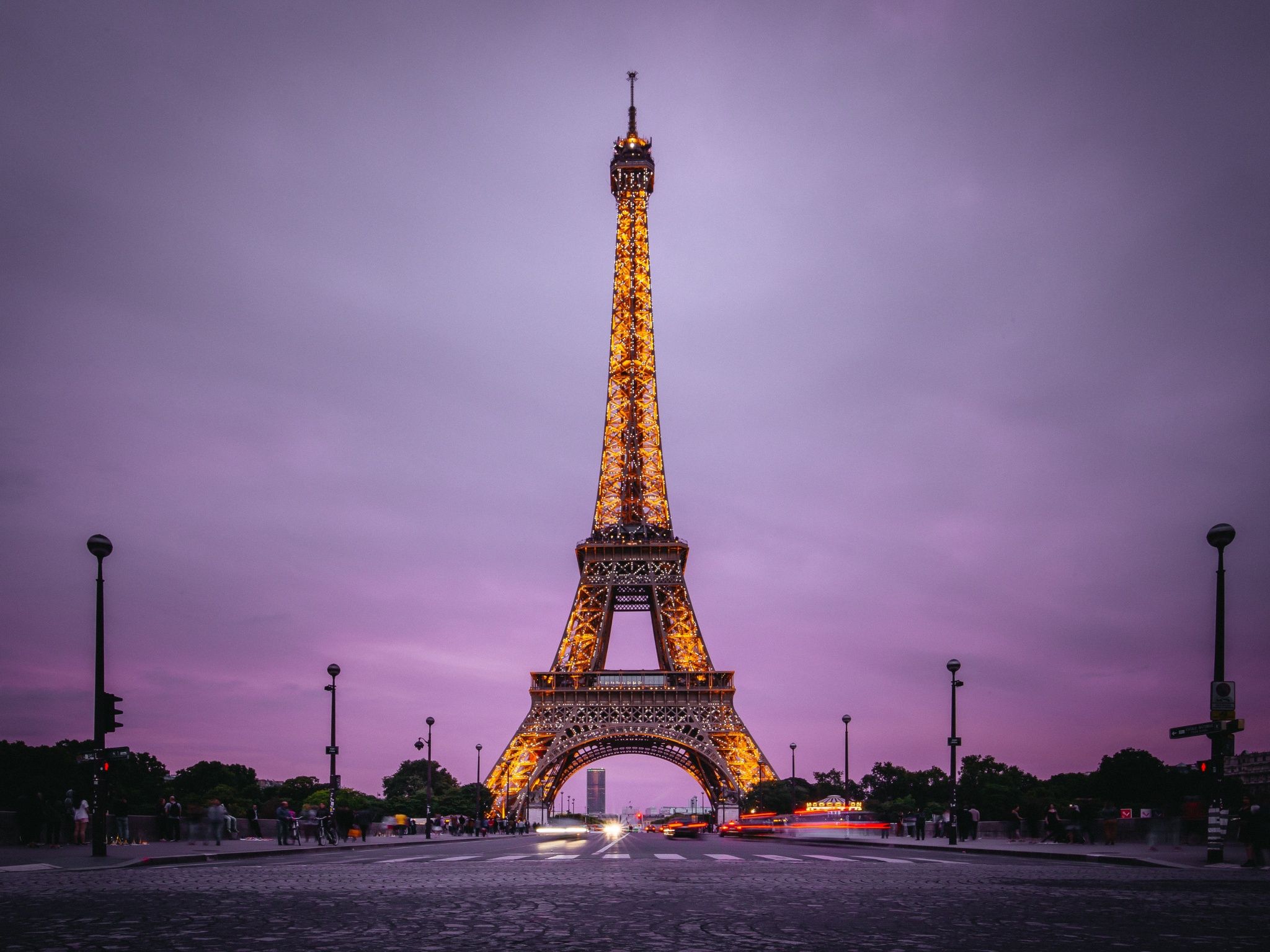 Eiffel Tower Wallpaper 4K, Aesthetic, Paris, France, Evening