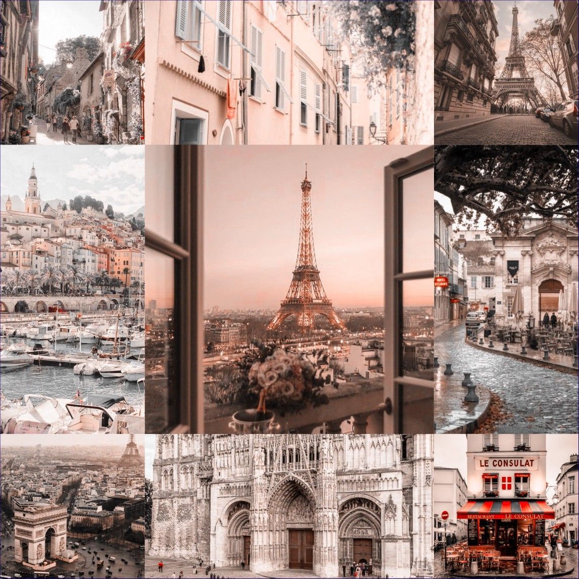 France collage. Collage landscape, Paris aesthetic wallpaper, France aesthetic