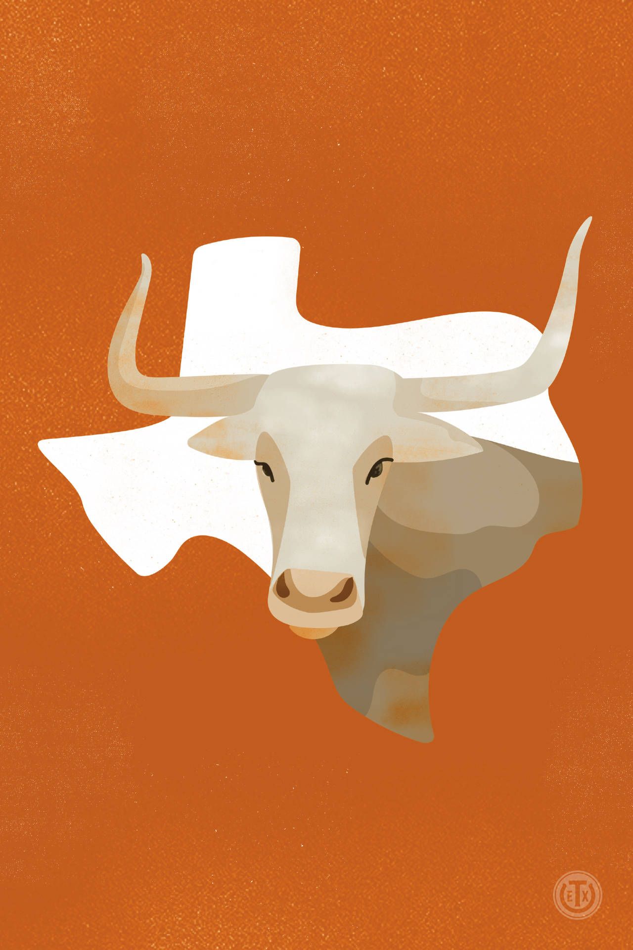 Download A Texas Longhorn On An Orange Background Wallpaper
