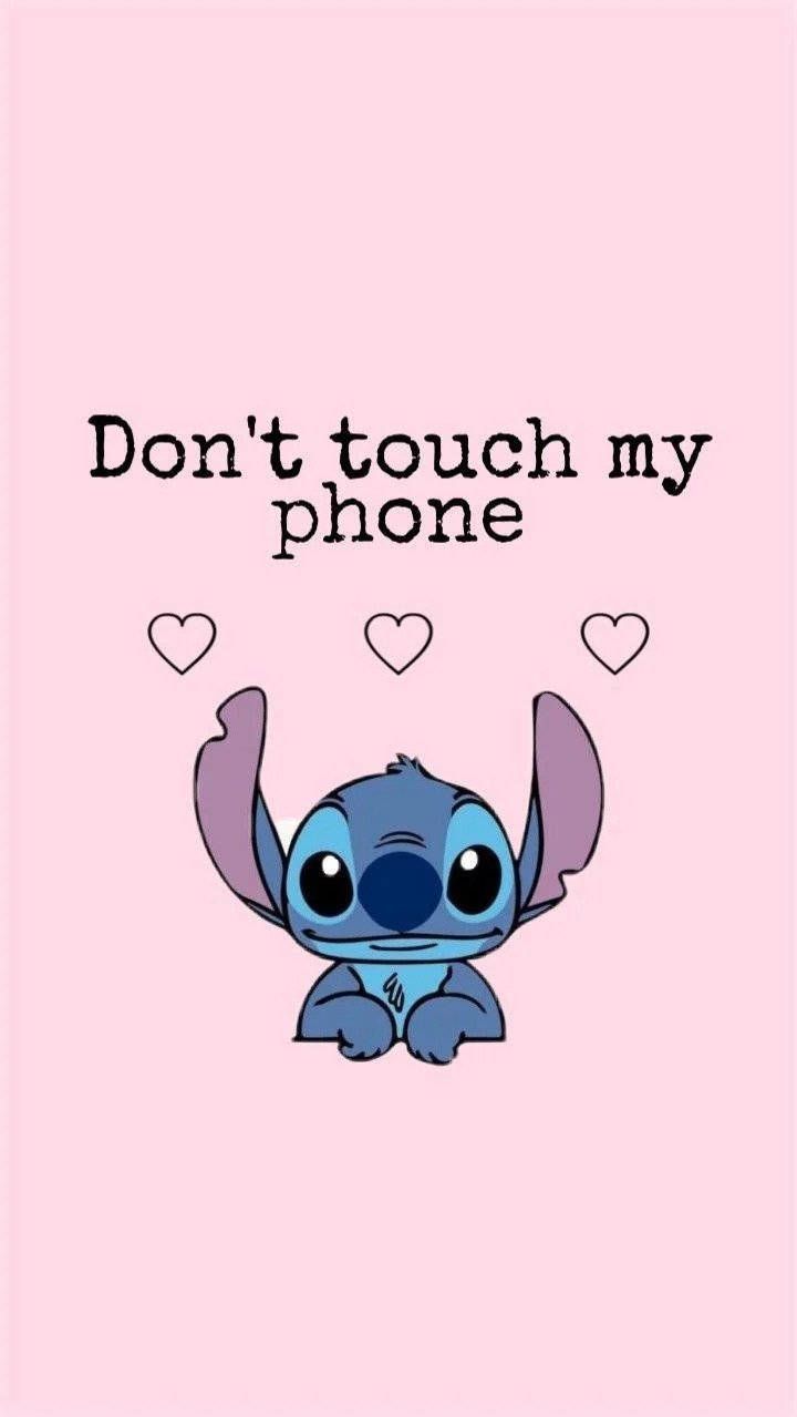 Download Light Pink Don't Touch My Phone Stitch Wallpaper