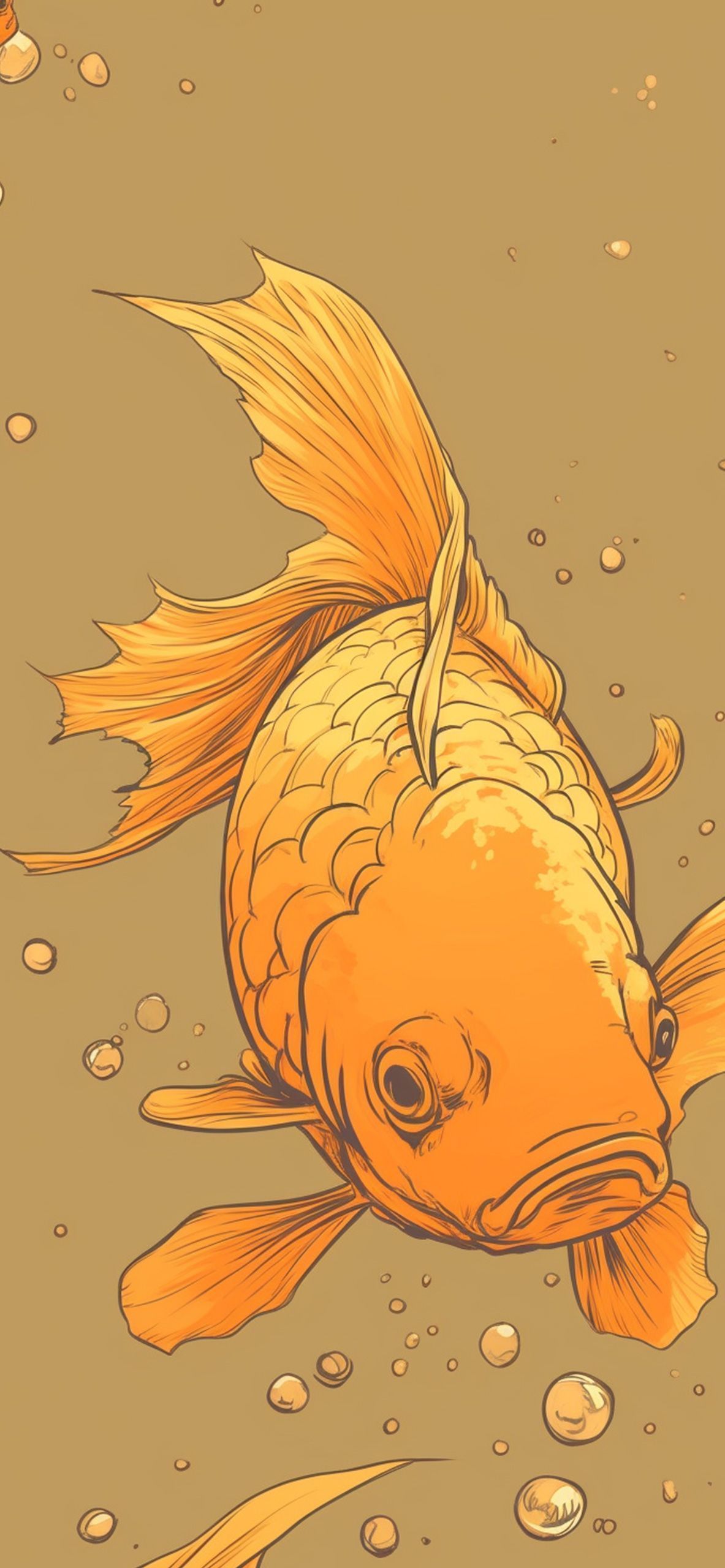 Orange Koi Carp Brown Wallpaper Fish Wallpaper for iPhone