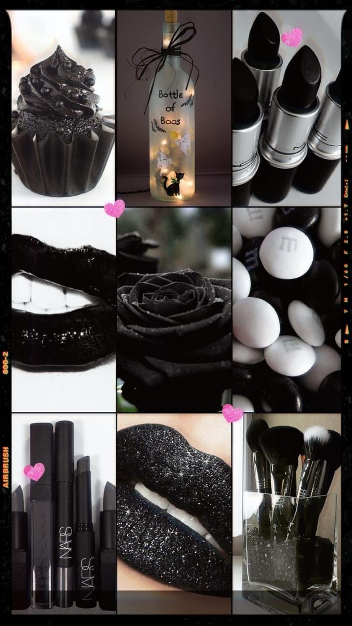 Makeup Collage Aesthetic Wallpaper. Black and white picture wall, Black aesthetic wallpaper, Makeup wallpaper