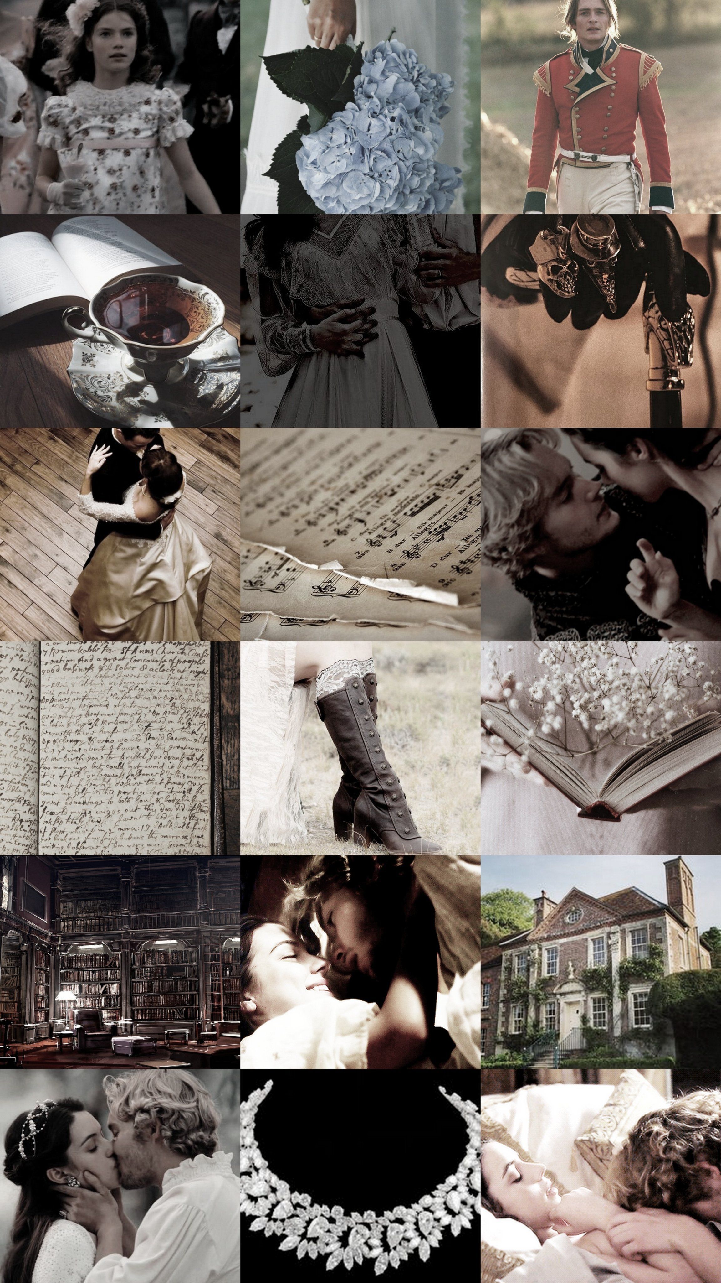 A collage of images from the book Northanger Abbey by Jane Austen. - Bridgerton