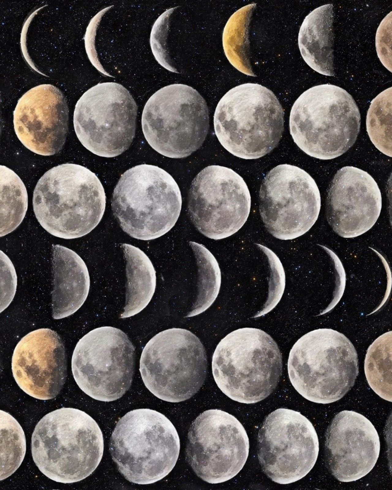 Moon phases wallpaper with a black background - Eclipse, moon phases