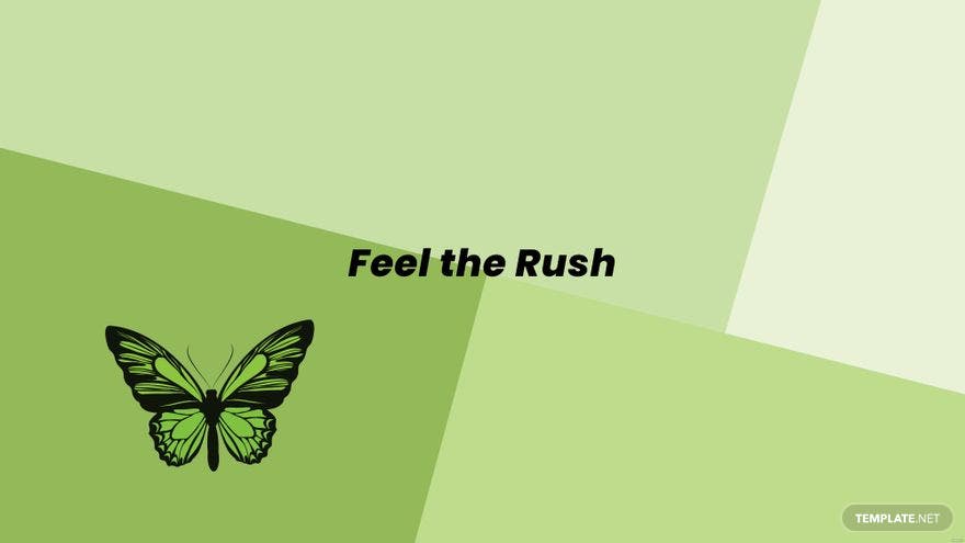 Feel the Rush ad with a green butterfly. - Mint green