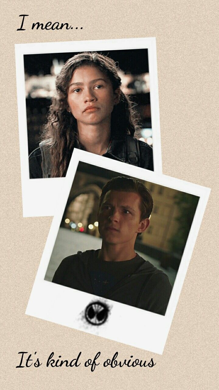 A collage of MJ and Peter from the Spider-Man movies - Zendaya, Tom Holland