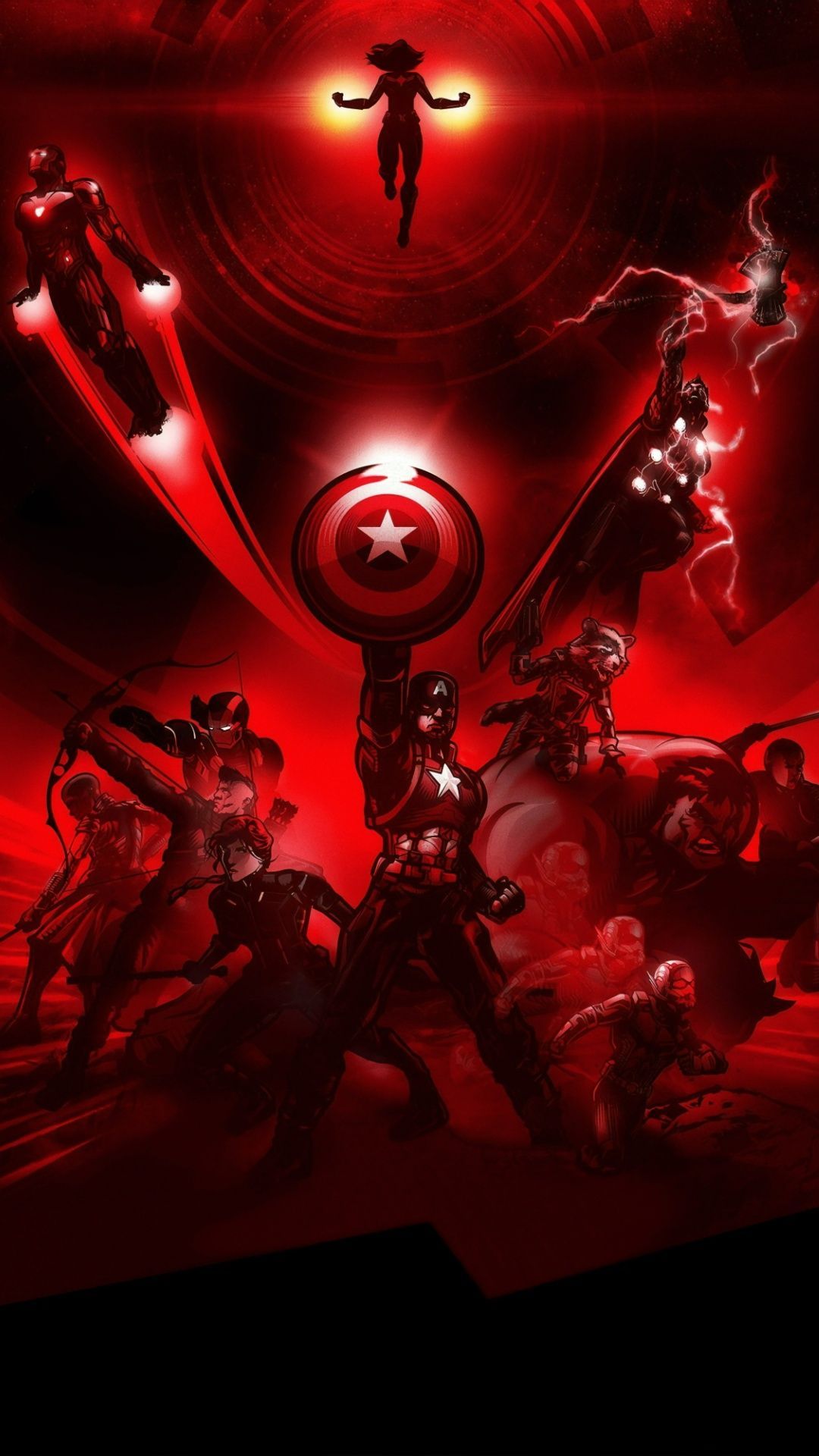 Captain America, Iron Man, Black Widow, Hawkeye, Thor, Hulk, and Black Panther are all featured in this wallpaper. - Captain America, Avengers