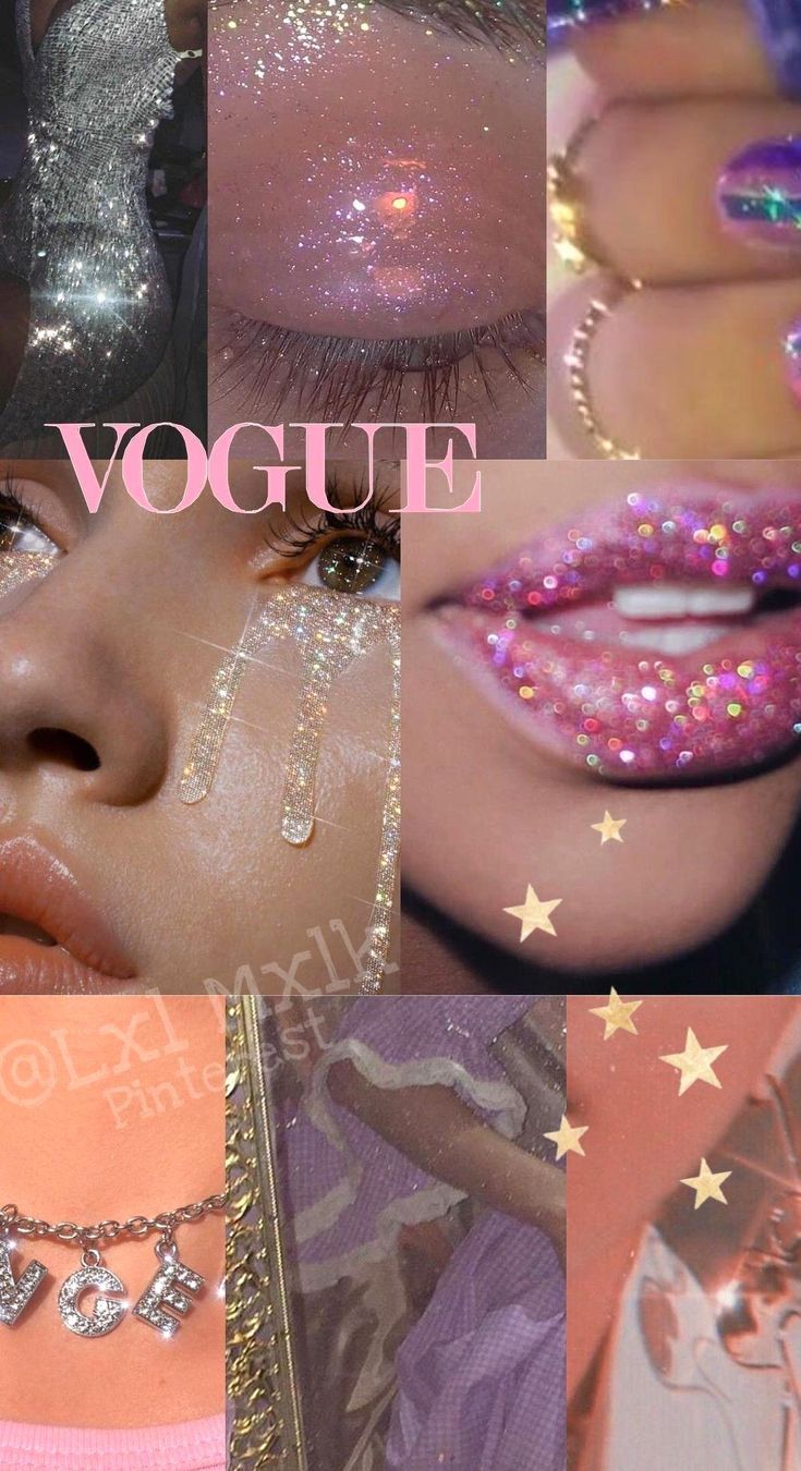 Collage of images with the word Vogue - Vogue, lips