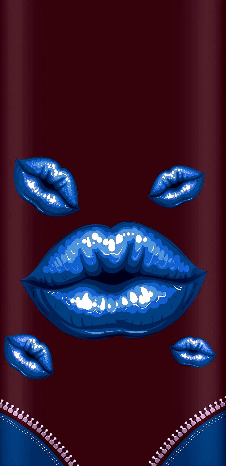 Blue lips on a red background - Lips