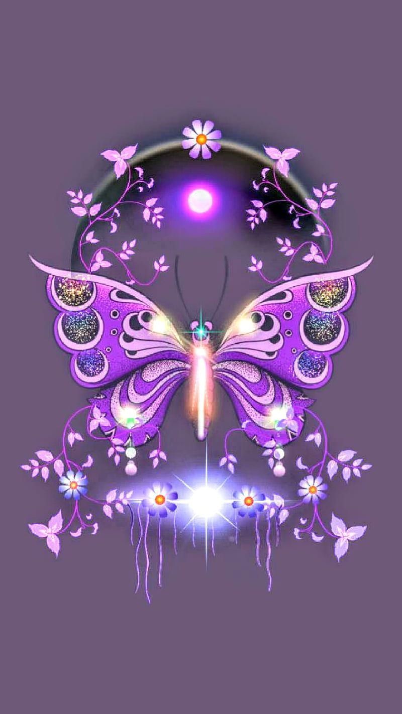 A beautiful purple butterfly wallpaper for your phone. - Bling