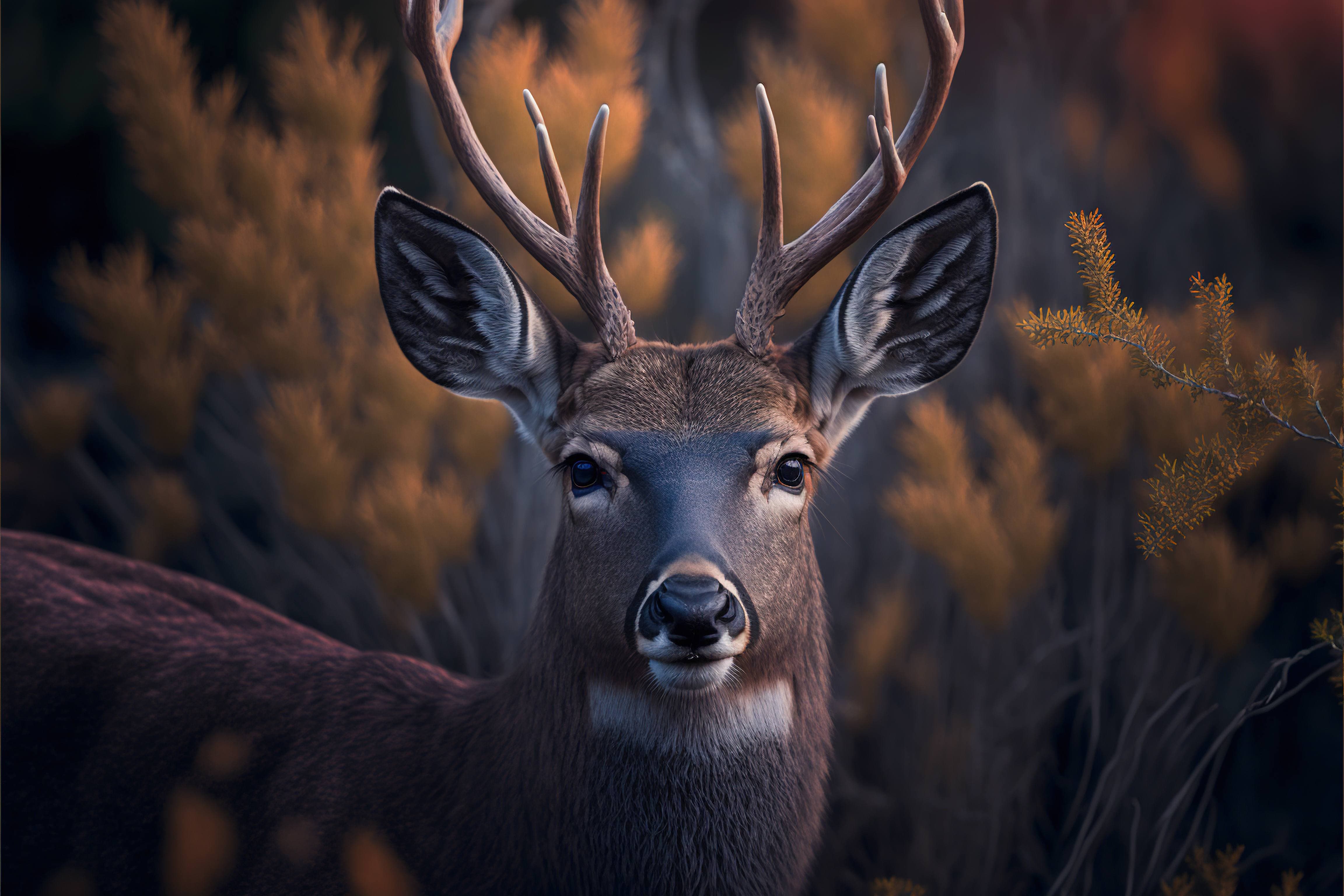 A deer with big antlers in the forest - Deer