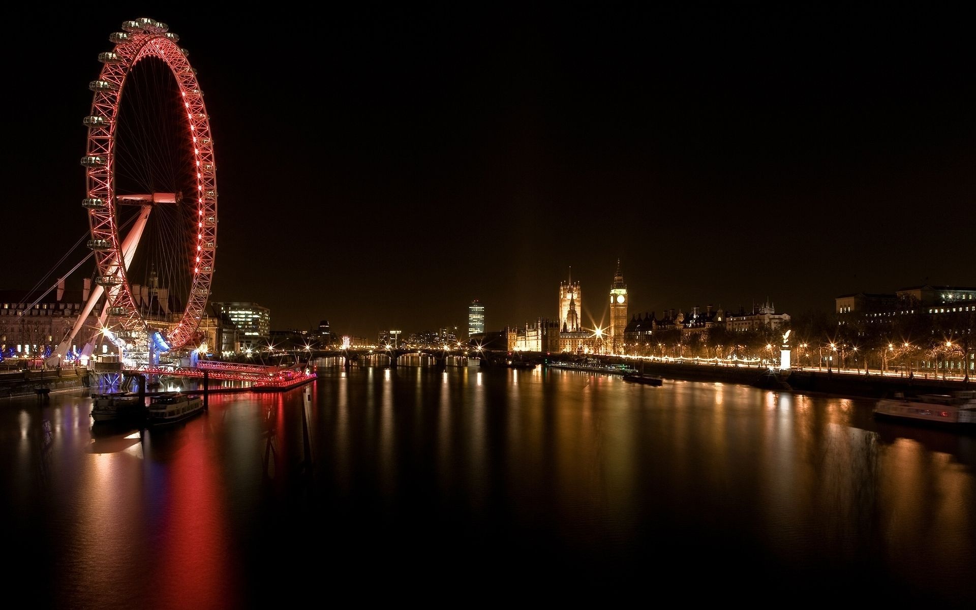 A view of the london eye at night - London