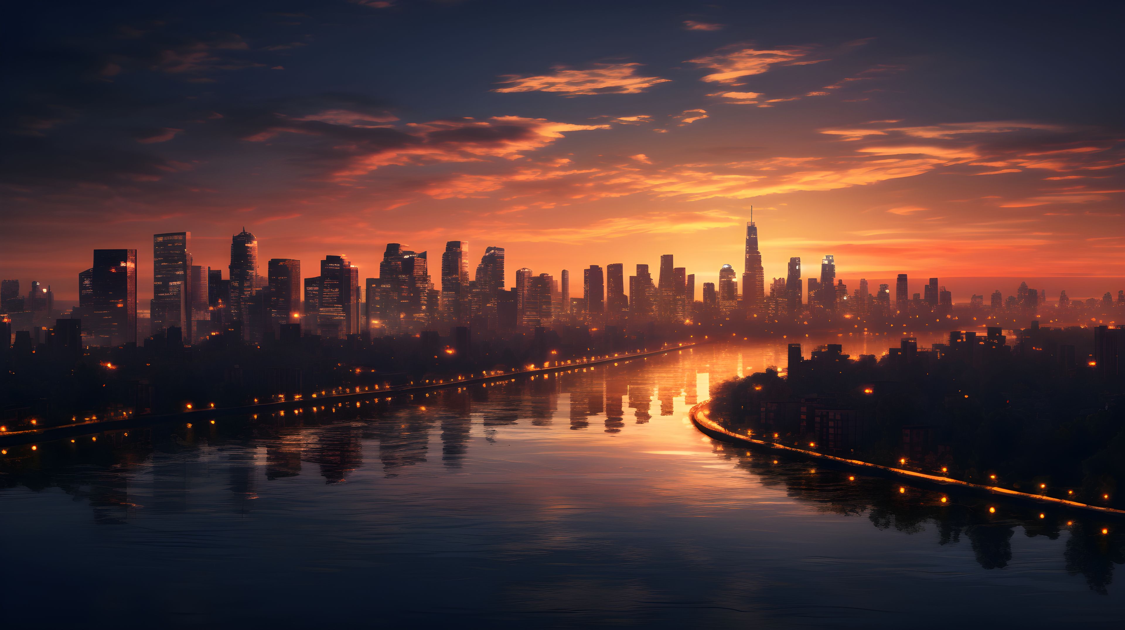 Aesthetic Cityscape 4K Sunset Wallpaper, HD Artist 4K Wallpaper, Image and Background