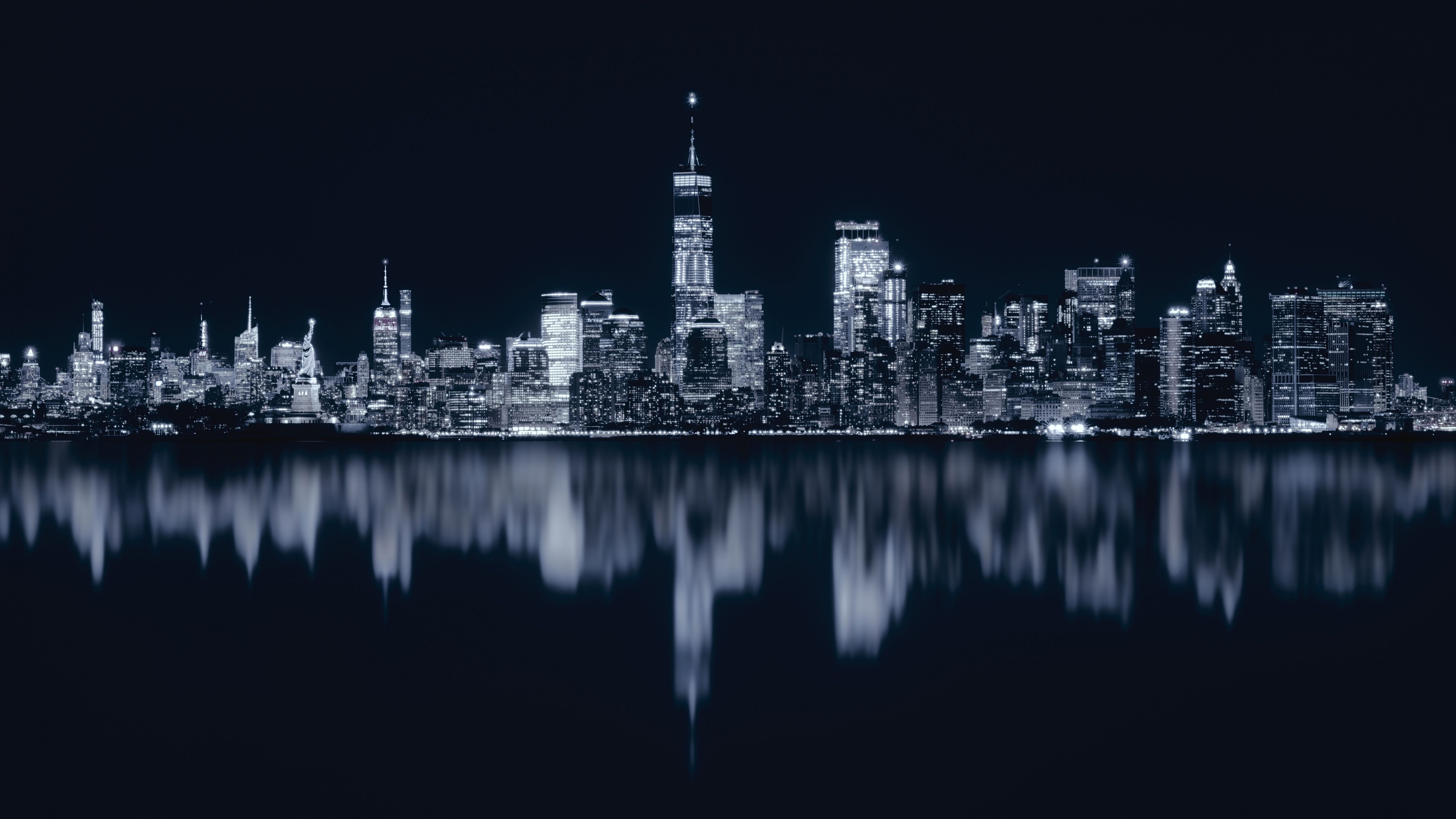 New York City Wallpaper 4K, Night, Cityscape, City lights