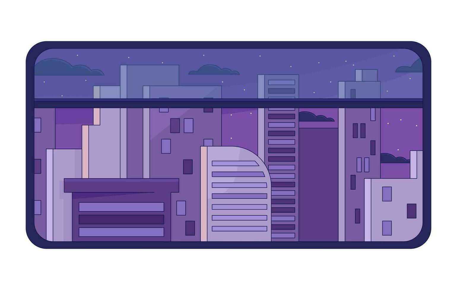 A purple cityscape is displayed on a screen. - Cityscape