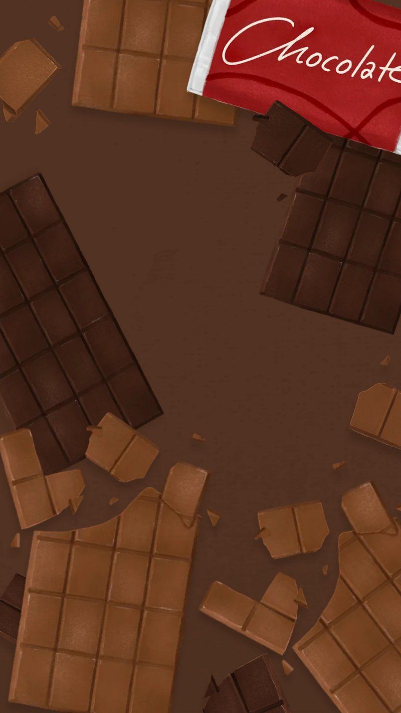 Chocolate bar with pieces of chocolate on a brown background - Chocolate