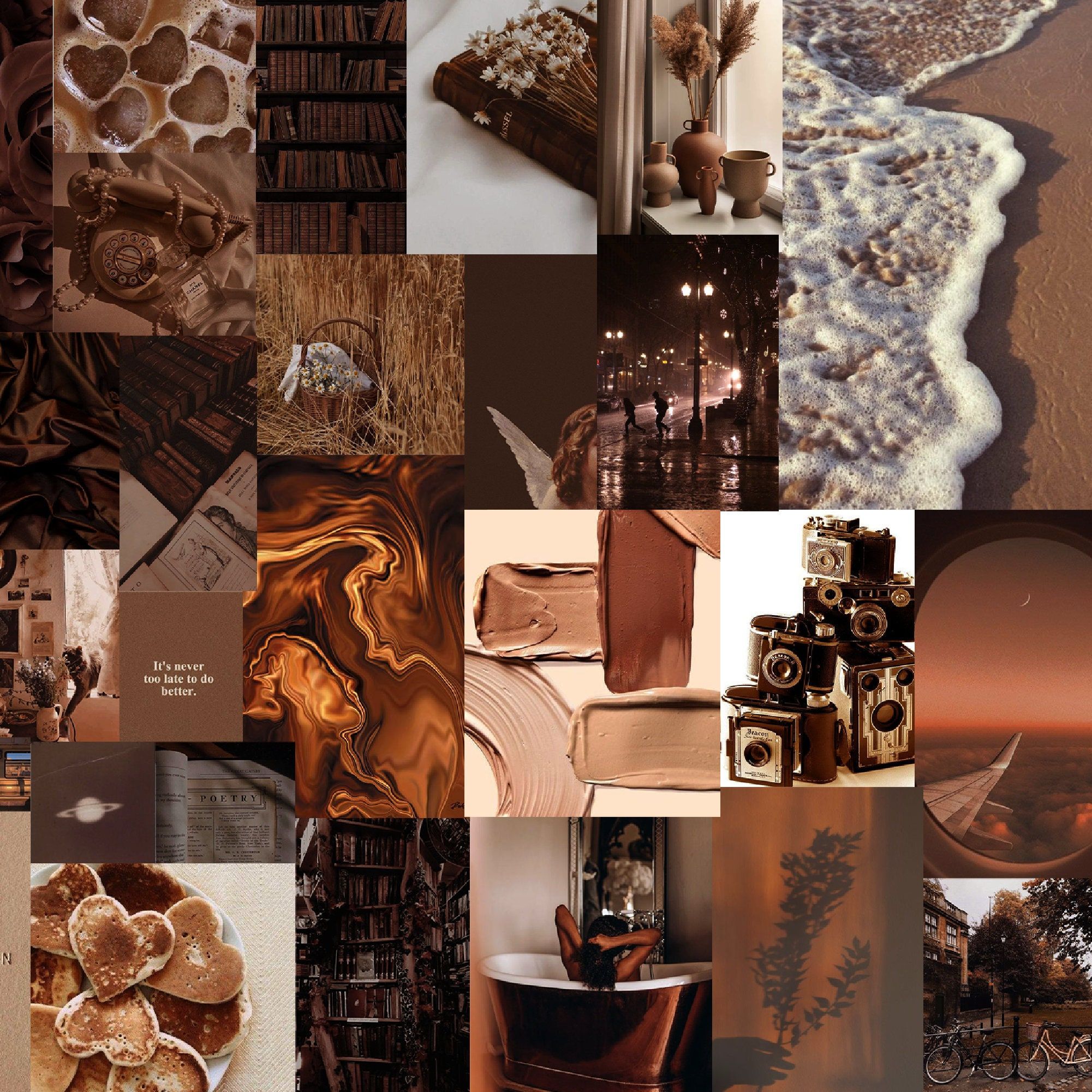 Aesthetic collage of brown and white photos. - Chocolate