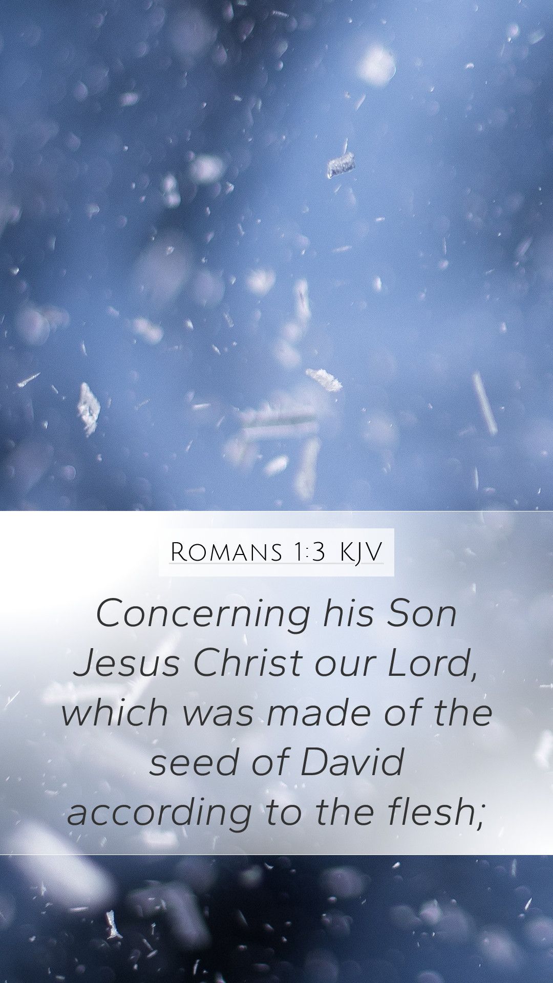 Romans 1:3 - KJV - Concerning his Son Jesus Christ our Lord, which was made of the seed of David according to the flesh; - Christian