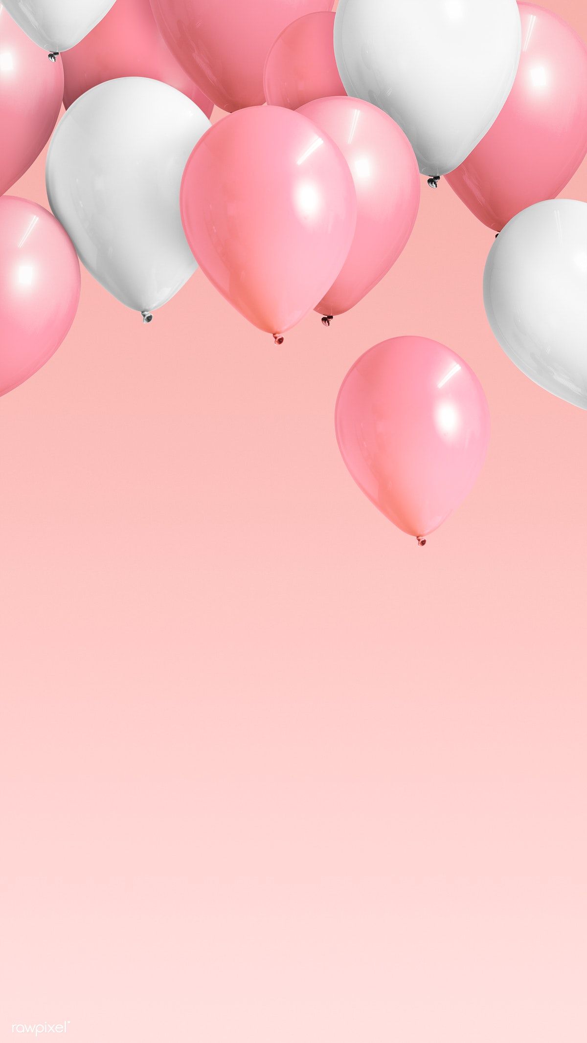 Download premium psd of Pink and white balloons on a pink background - Balloons