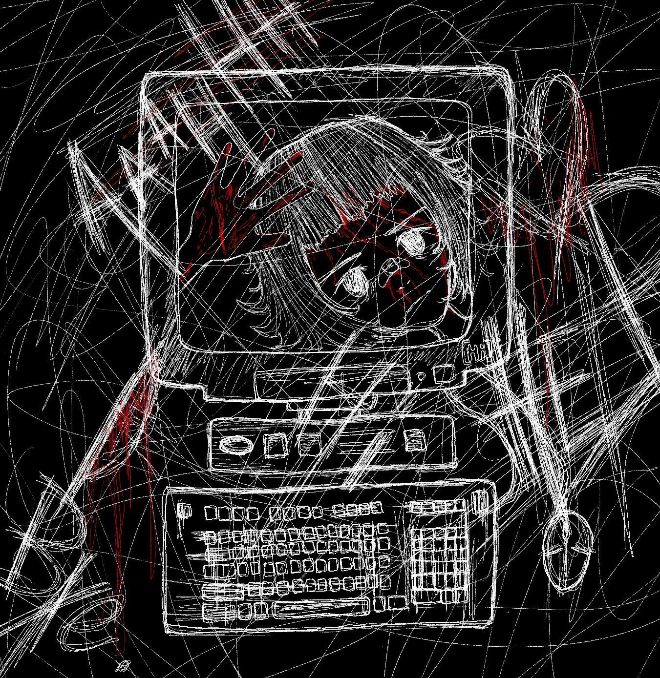 TW/// Sketch : bloody screentime <3 Tags: #art #sketch #artwork #anime #manga #cybercore #webcore #ArtistOnTwitter #anitwt #illustration #sketches #aesthetic #triggerwarning #digitalart #drawing #goth #sanrio #death #artist