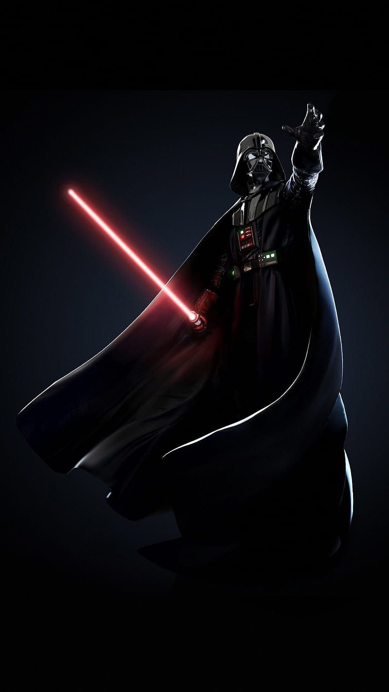Darth Vader with a lightsaber in his hand. - Darth Vader