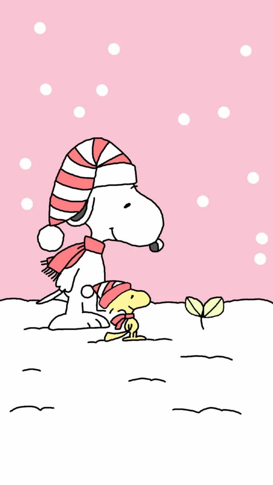 Download Snoopy Christmas Pink Aesthetic iPhone Wallpaper