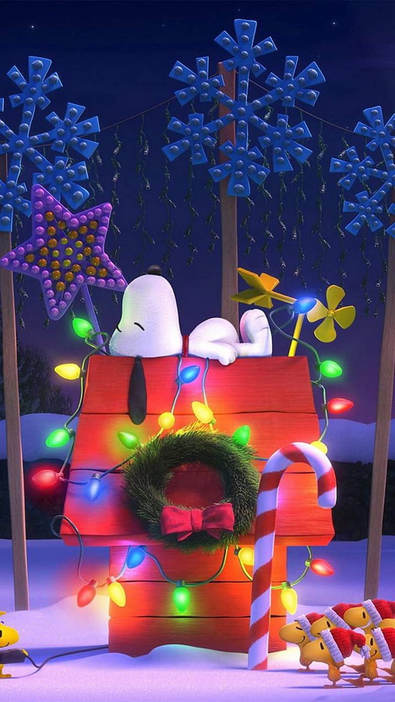 Peanuts Christmas iPhone Wallpaper with high-resolution 1080x1920 pixel. You can use this wallpaper for your iPhone 5, 6, 7, 8, X, XS, XR backgrounds, Mobile Screensaver, or iPad Lock Screen - Snoopy