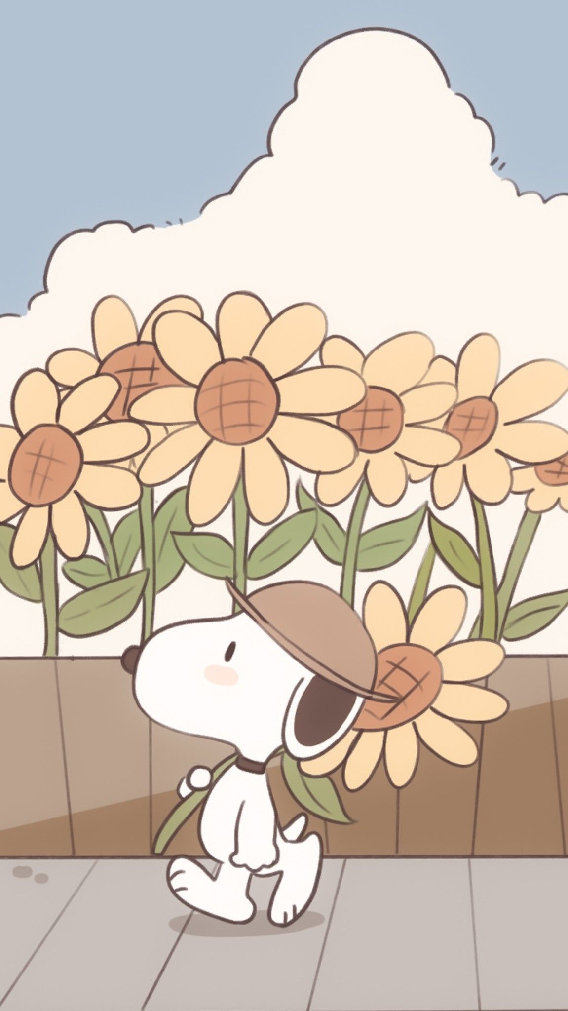 A cute wallpaper of snoopy with a flower - Snoopy