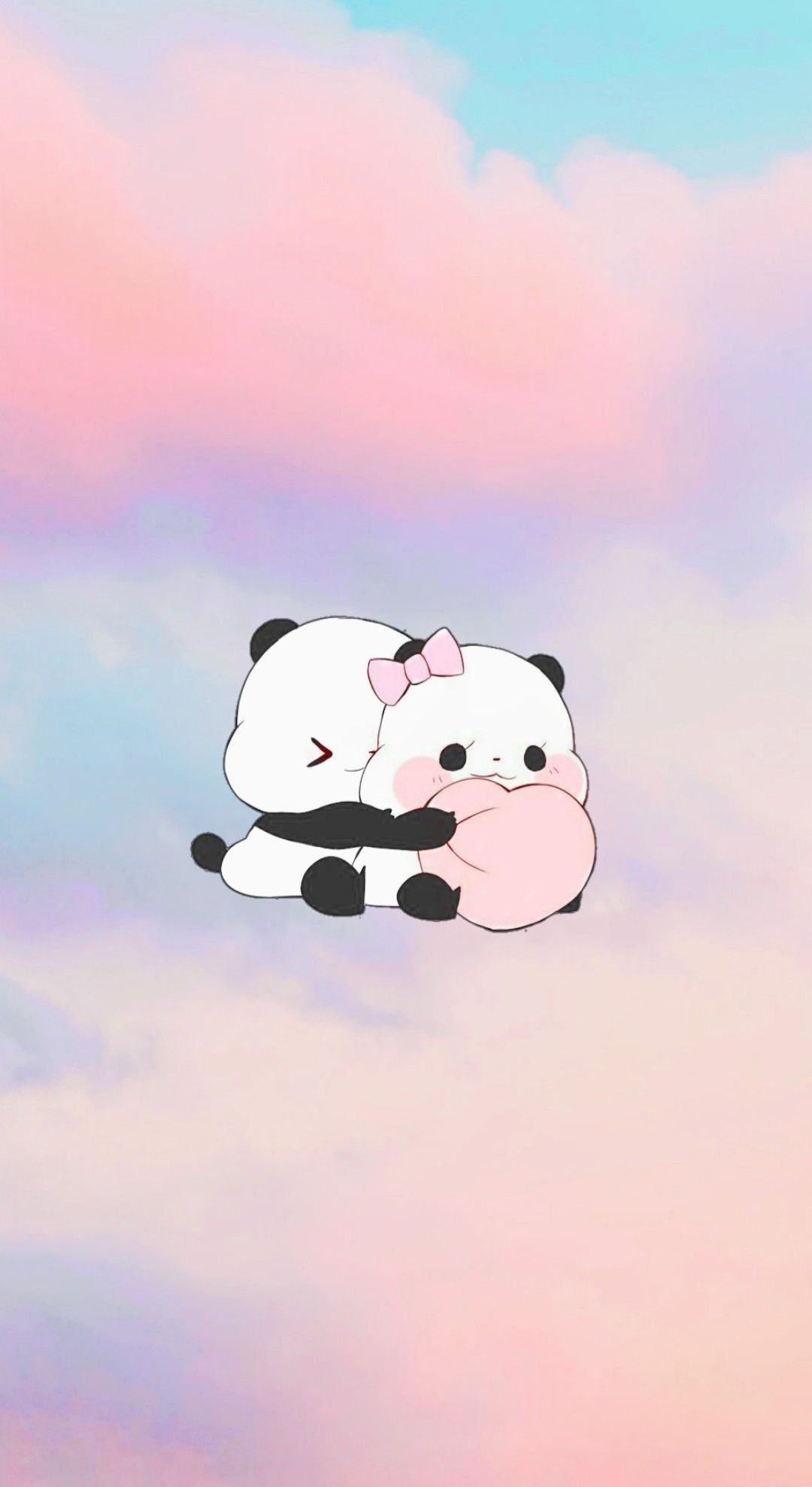 Aesthetic background with pandas on the clouds - Panda