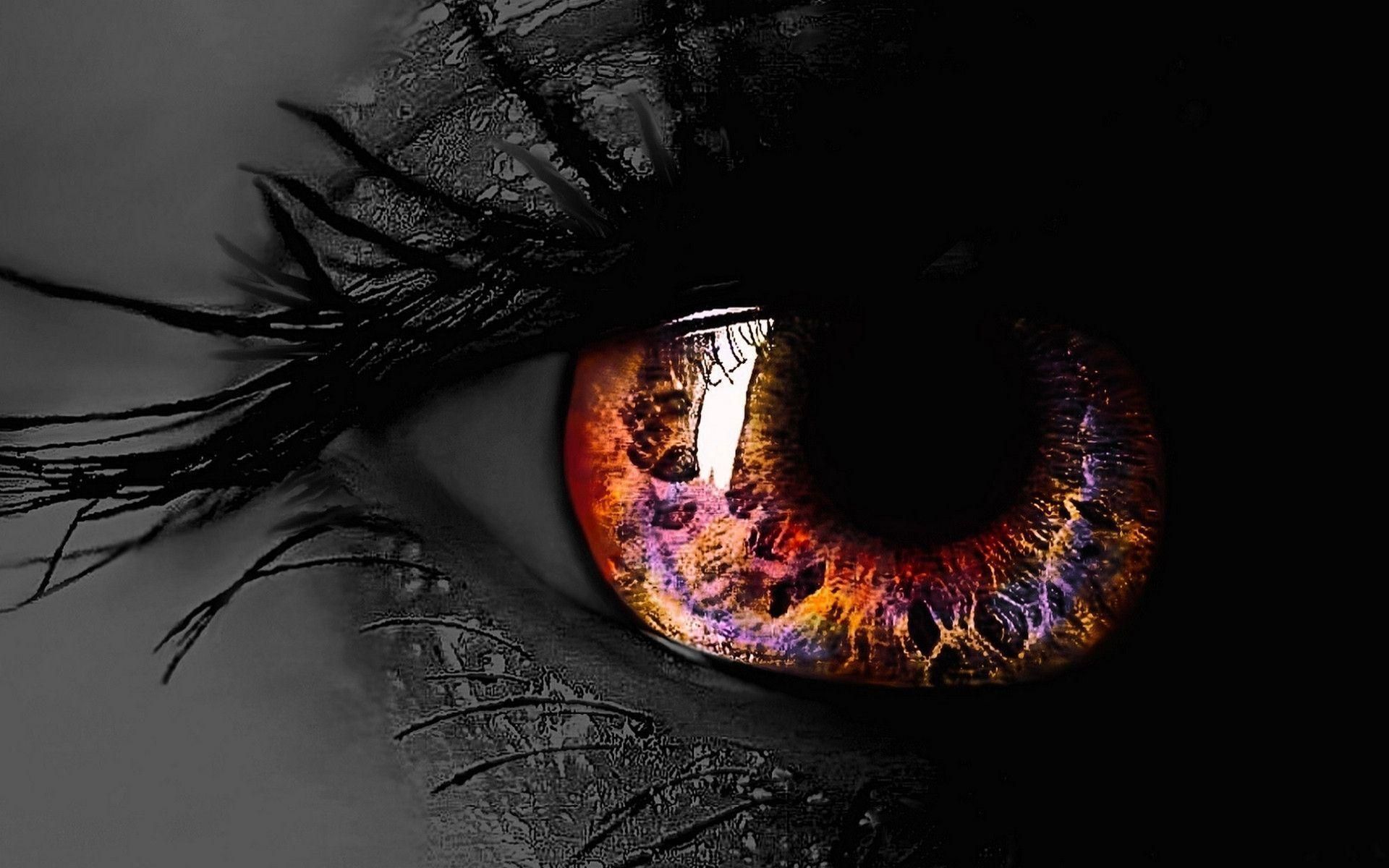 A close up of a human eye with a black and white background - Eyes