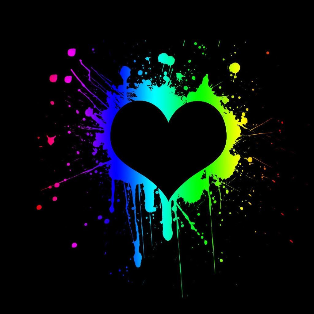 A heart shaped image with rainbow colors - Heart, black heart