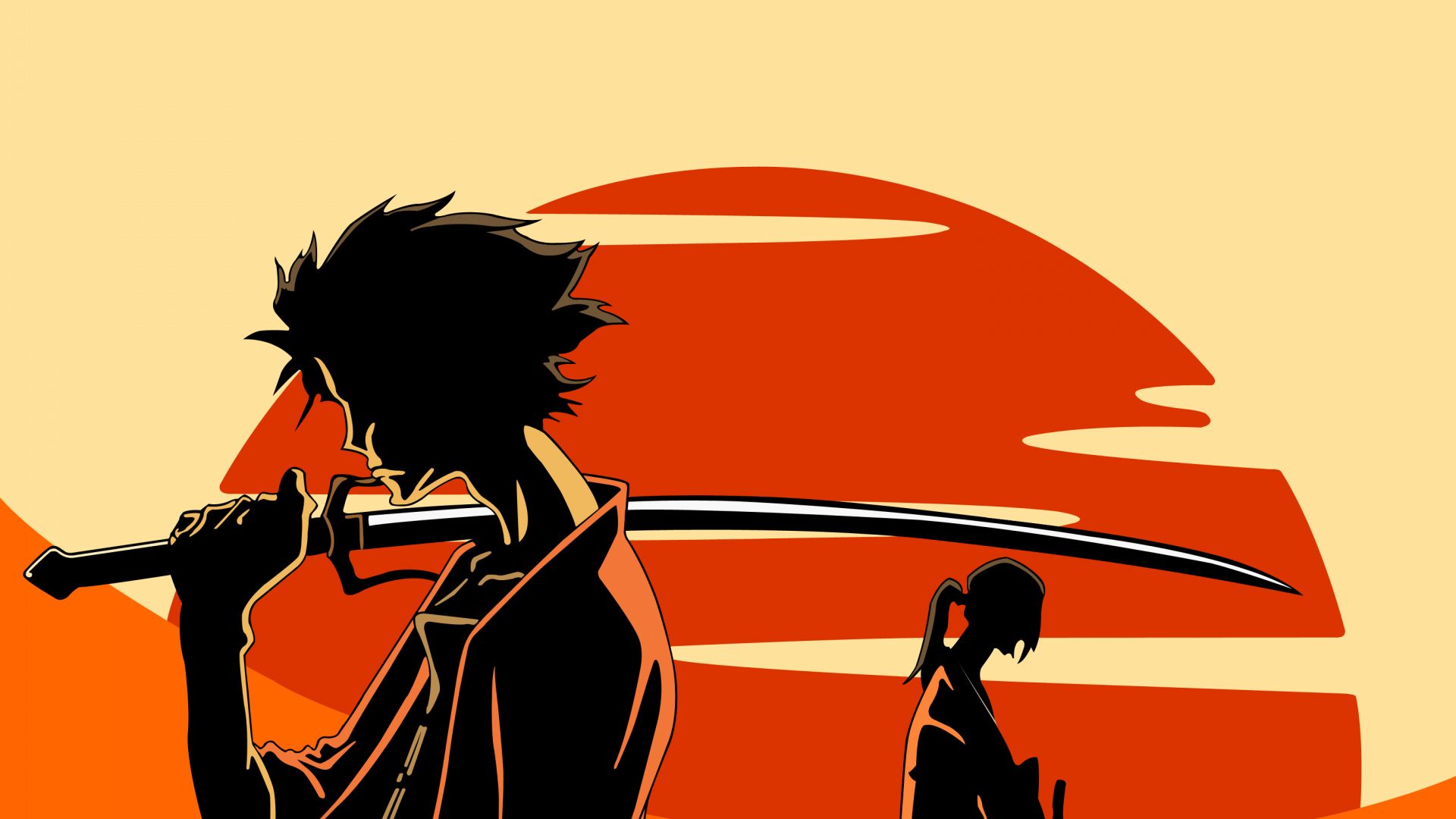 Samurai Champloo, 1920x1080, anime, anime boys, silhouette, sunset, wallpaper, background - Samurai
